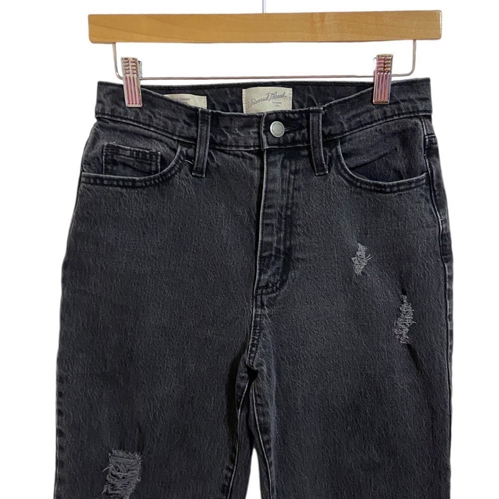 Universal Thread Women's Black Distressed‎ Vintage Straight Leg Jeans Size 2 26R - Picture 7 of 10